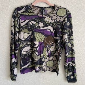 Vintage Y2K Abstract Artsy Lynn Ritchie long sleeve top